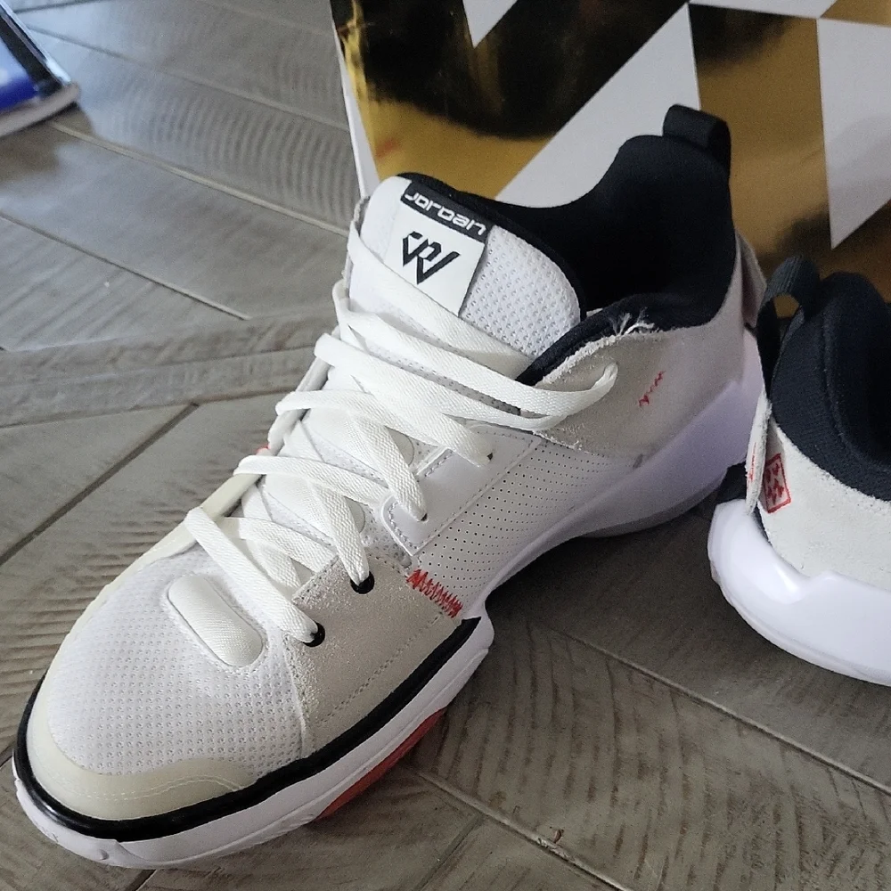 Jordan One Take 5 White Athletic Sneakers Black Red With Box